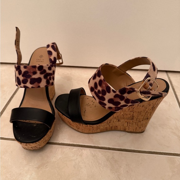 Call It Spring Shoes - Call It Spring Leopard and Black Wedges